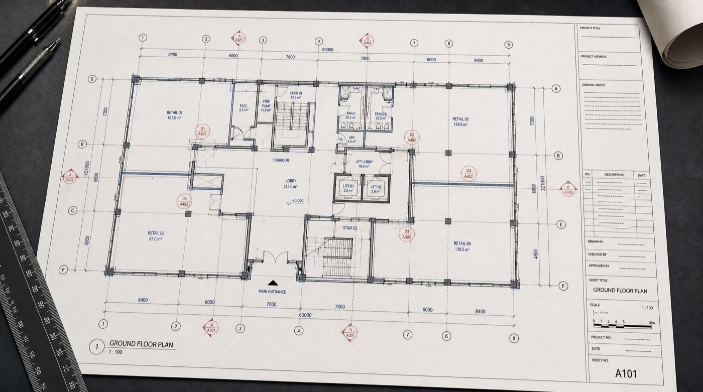 Commercial CAD floor plan drawing