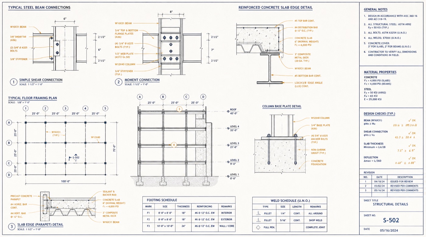 Structural engineering detail sheet